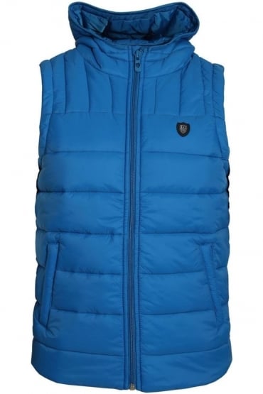 Beres Hooded Gilet | Blue & Mustard