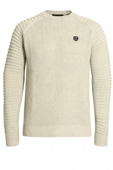 Don Textured Crew Neck Sweater Ecru