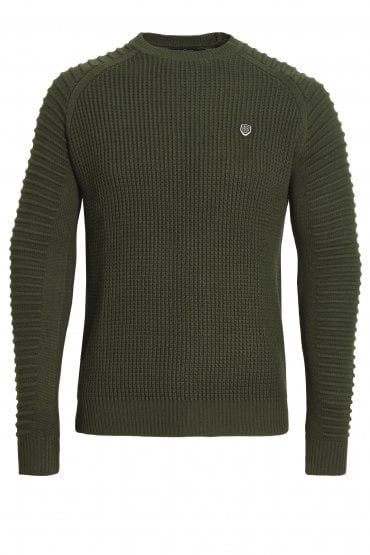Don Textured Crew Neck Sweater Khaki