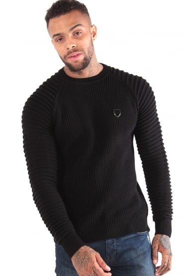 Don Textured Knit Crew Neck Sweater Black