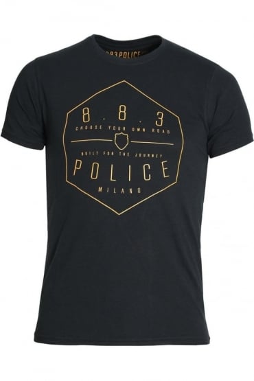 Edgar Graphic Print T-Shirt | Navy & Off White