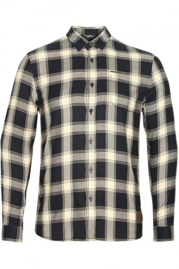 Leopard Long Sleeve Check Shirt | Navy White