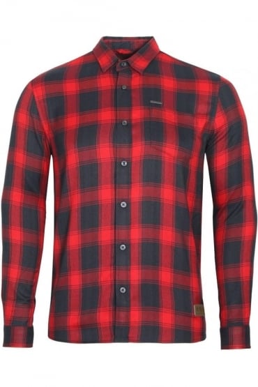 Leopard Long Sleeve Check Shirt | Red Navy
