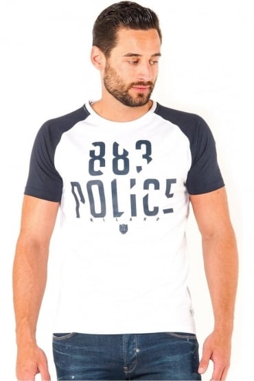 Malko Graphic Print Men's T-Shirt | White/Navy