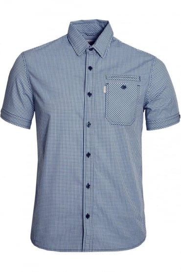 Ora Short Sleeve Gingham Shirt Stellar Blue