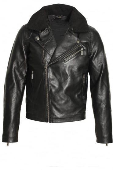 Runell Faux Leather Biker Jacket | Black