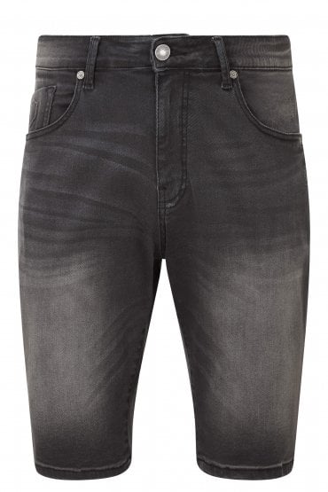 Thierry 706 Light Faded Wash Men's Stretch Denim Shorts | Black