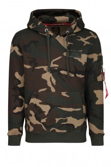 Back Print Orange Print Hoodie | Woodland Camo