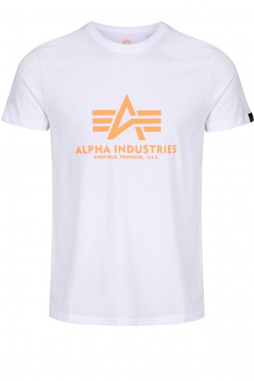 Basic Logo T-Shirt | White/Neon Orange