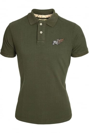Burning Skull Polo Shirt | Olive & Charcoal