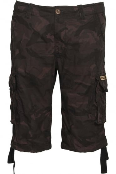 Jet Black Camo Cargo Shorts