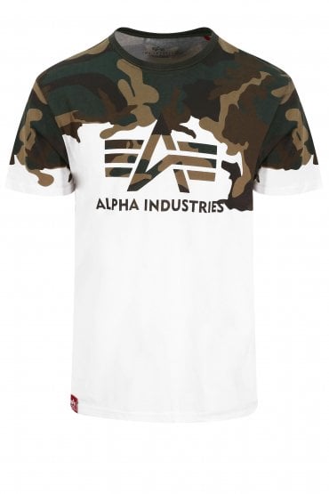 Lost Camo T-Shirt | White/Woodland Camo