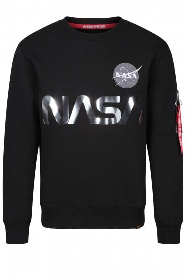 NASA Reflective Logo Sweatshirt | Black/chrome