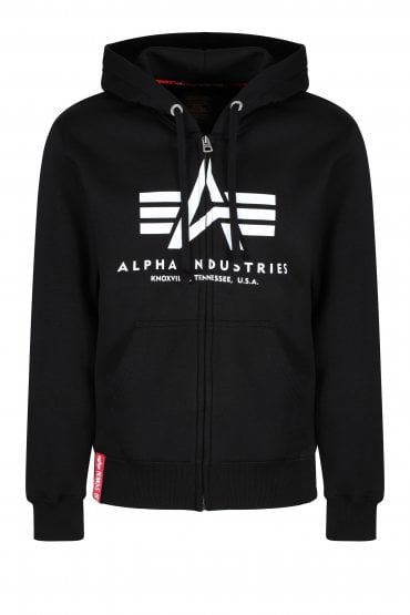 Zip Through Logo Hoodie | Black