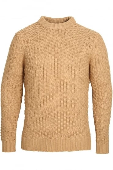 Alroy Textured Knit Crew Neck Sweater | Tan