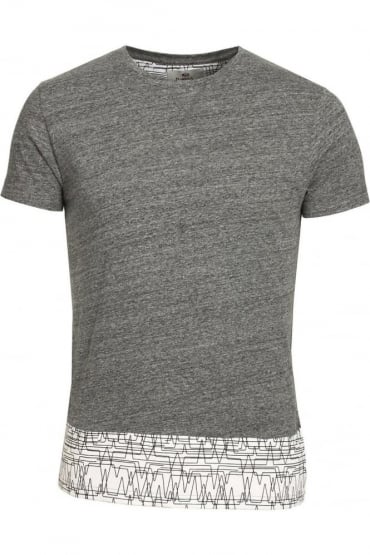 Asberg Splice T-Shirt With Linear Print - Grey Marl