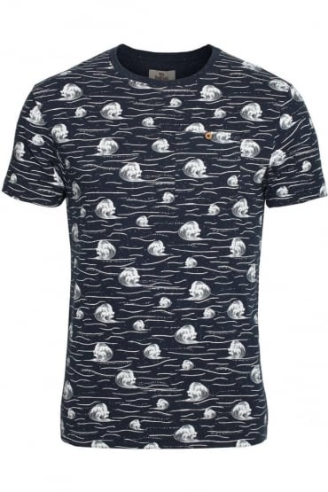 Cascade Breaking Wave Pocket T-Shirt | Navy