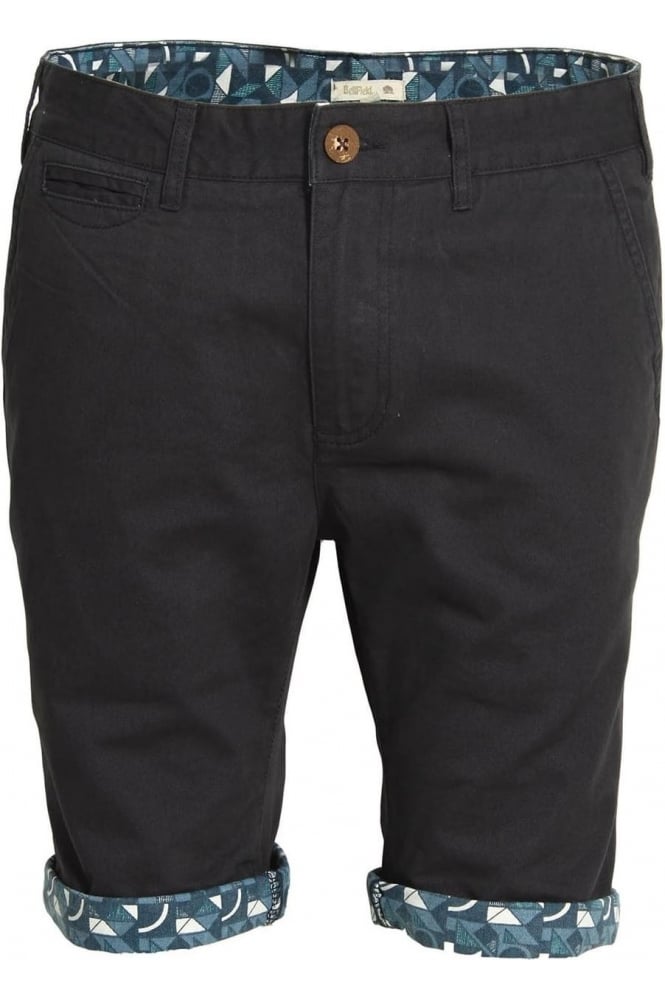 BELLFIELD Felsham Turn Up Printed Chino Shorts - navy
