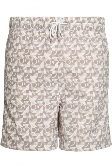Polpo Geo Print Swim & Board Shorts - Clay