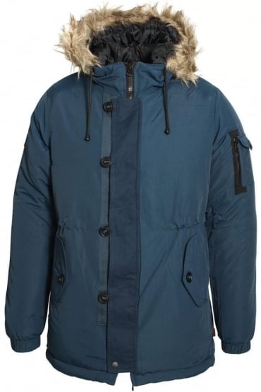 Technical Fur Trim Parka Jacket | Navy