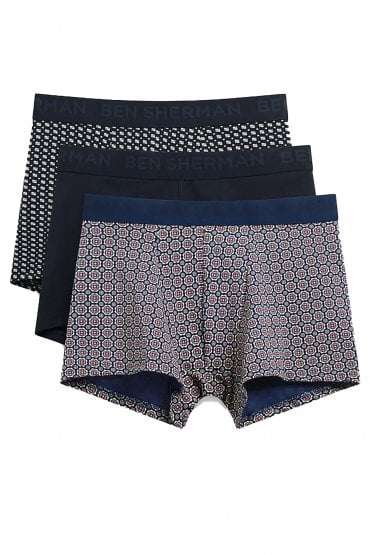 3 Pack Jacquard Logo Geo Print Men's Underwear | Assorted Colours