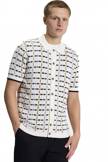 Short Sleeve Button Through 100% Organic Cotton Men's Polo Shirt | Ivory