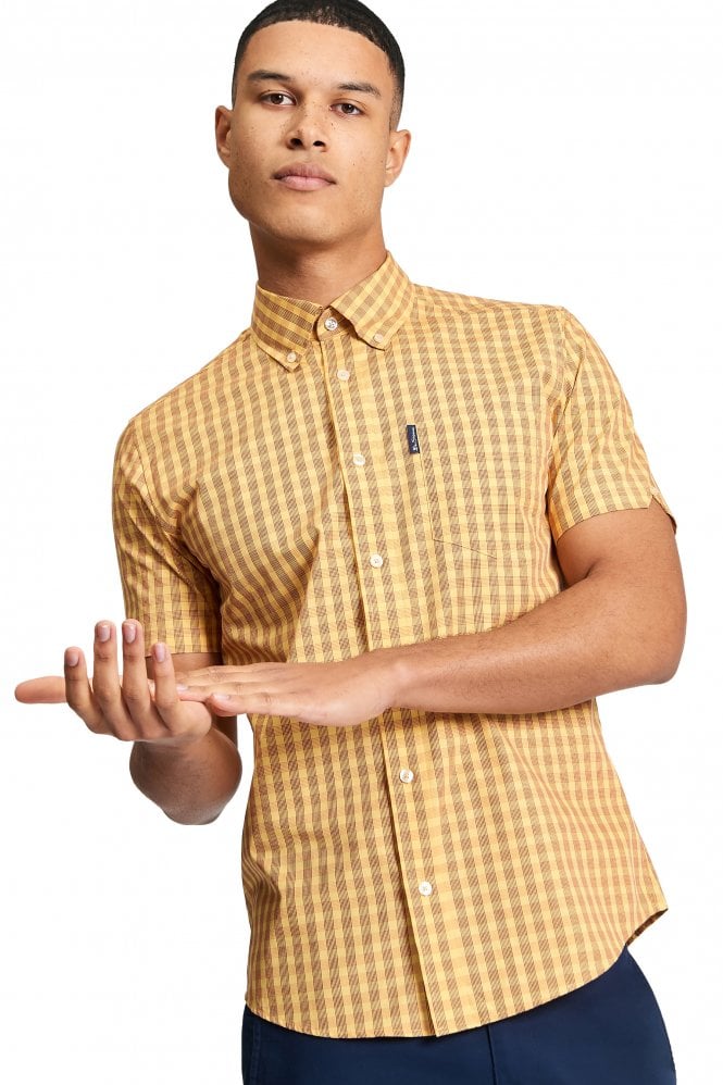 BEN SHERMAN Short Sleeve Linear Gingham Shirt | Zest