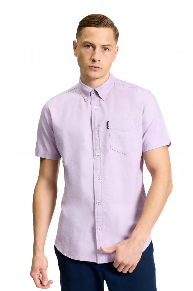 BEN SHERMAN Short Sleeve Signature Oxford Men's Shirt | Purple