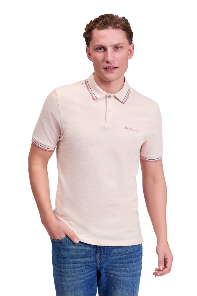 BEN SHERMAN Signature Short Sleeve Men's Pique Polo Shirt | Blush Pink