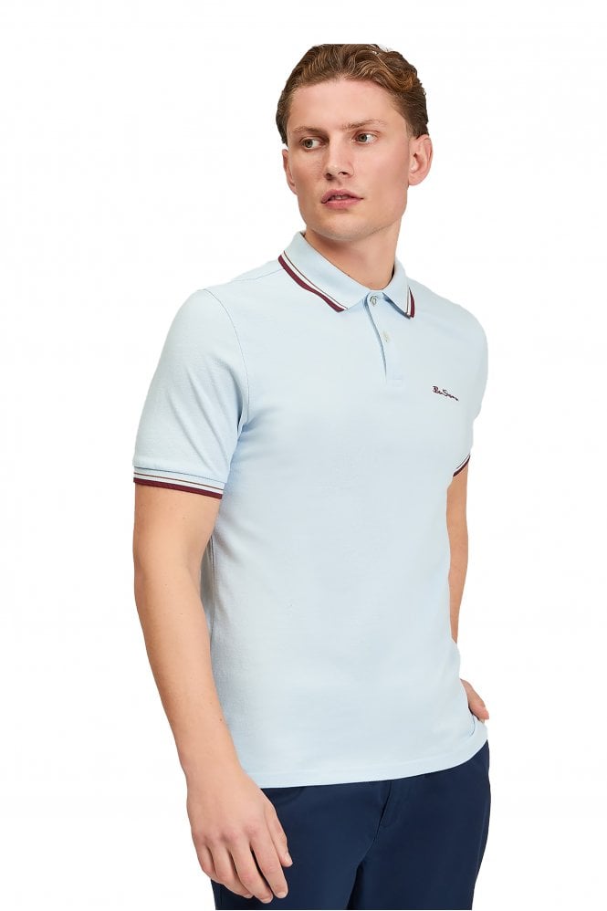 BEN SHERMAN Signature Short Sleeve Men's Pique Polo Shirt | Powder Blue