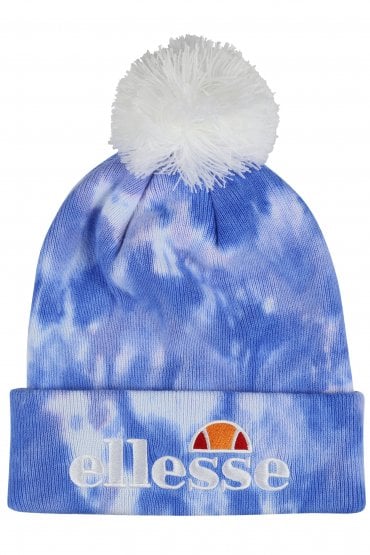 Velly Pom Pom Beanie Hat | Blue Tie Dye