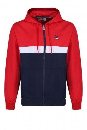 Ambrose Zip Through Hooded Jacket | Red/Navy