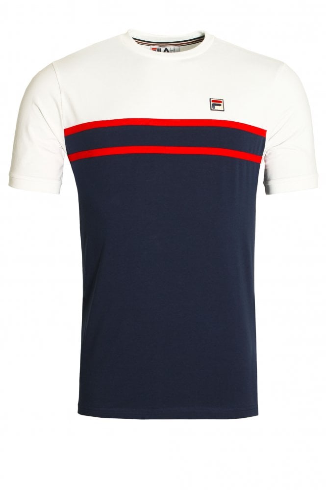 FILA VINTAGE Baldi Cut & Sew Panel T-Shirt | Peacoat/White/Chinese Red