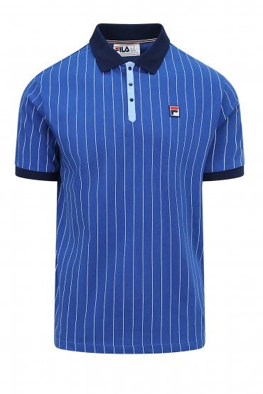 BB1 Classic Stripe Mens Cotton Polo Shirt | Limoges/White