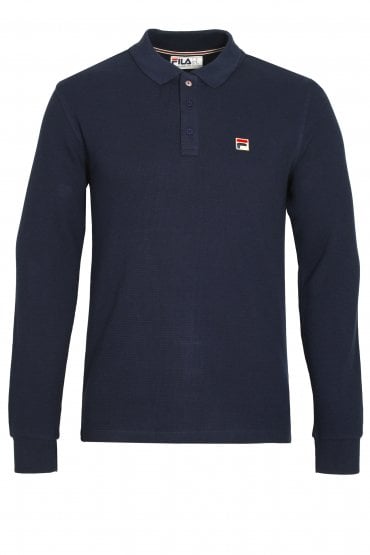 Bertoni Long Sleeve Slim Fit Polo Shirt | Peacoat