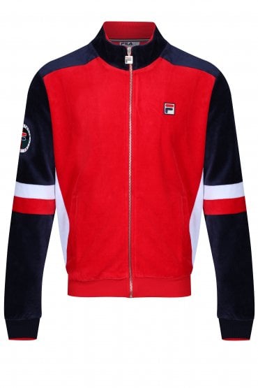 Camden Velour Track Jacket | Chinese Red