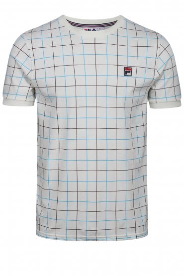 Casbian Window Pane Check Ringer T-Shirt - Egret