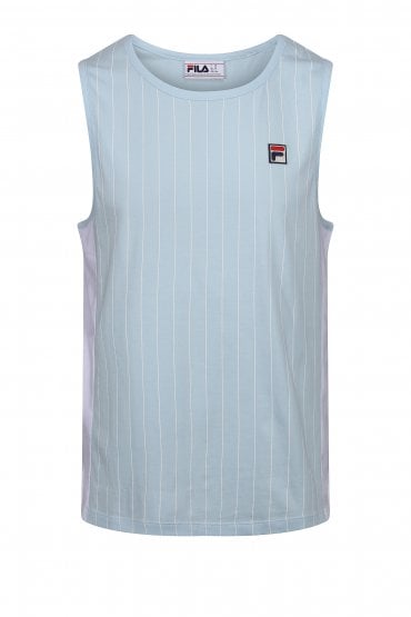 Flatline Cut And Sew Pinstripe Mens Vest | Clear Blue/White