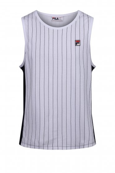 Flatline Cut And Sew Pinstripe Mens Vest | White/FILA Navy