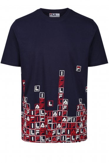 Geo Gaming Crew Neck T-Shirt | Peacoat/White/Chinese Red