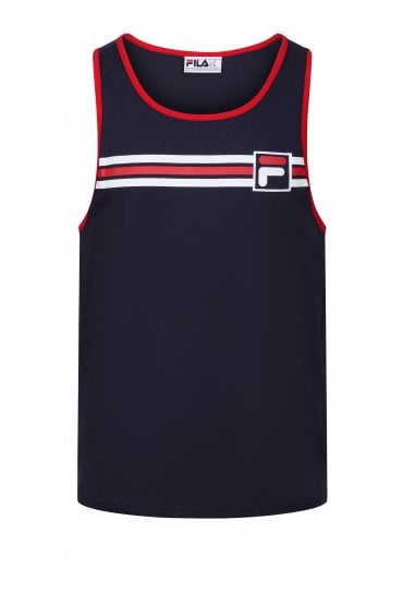 Graphic Vest With Contrast Binding | Navy/Red