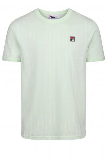 Guilo Striped Crew Neck Mens T-Shirt | Ambrosia/White