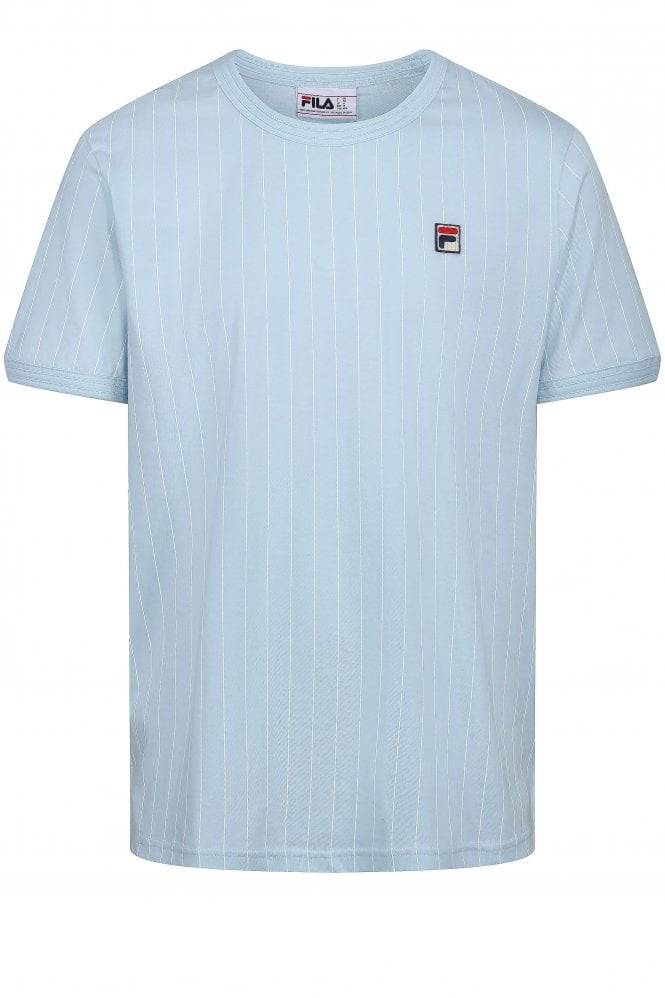 FILA VINTAGE Guilo Striped Crew Neck Mens T-Shirt | Clear Blue/White