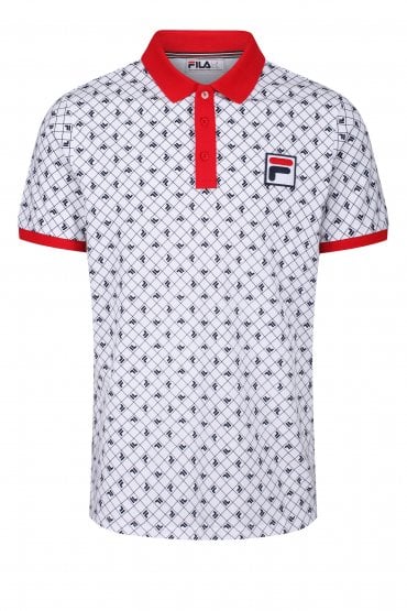 Justus All Over Print Polo Shirt | White