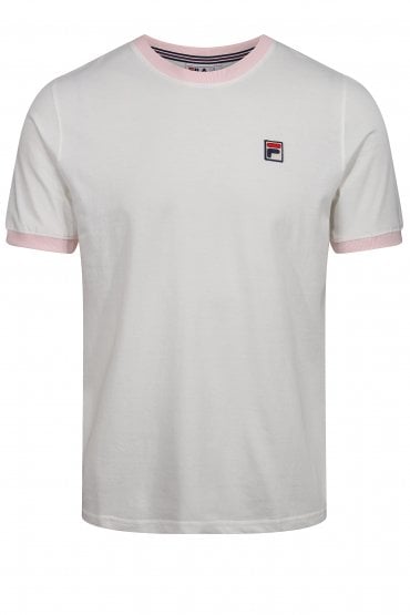 Marconi Essential Ringer Mens Crew Neck T-Shirt | MarshMallow/Dogwood