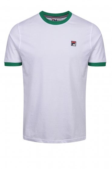 Marconi Essential Ringer Mens Crew Neck T-Shirt | White/Jellybean