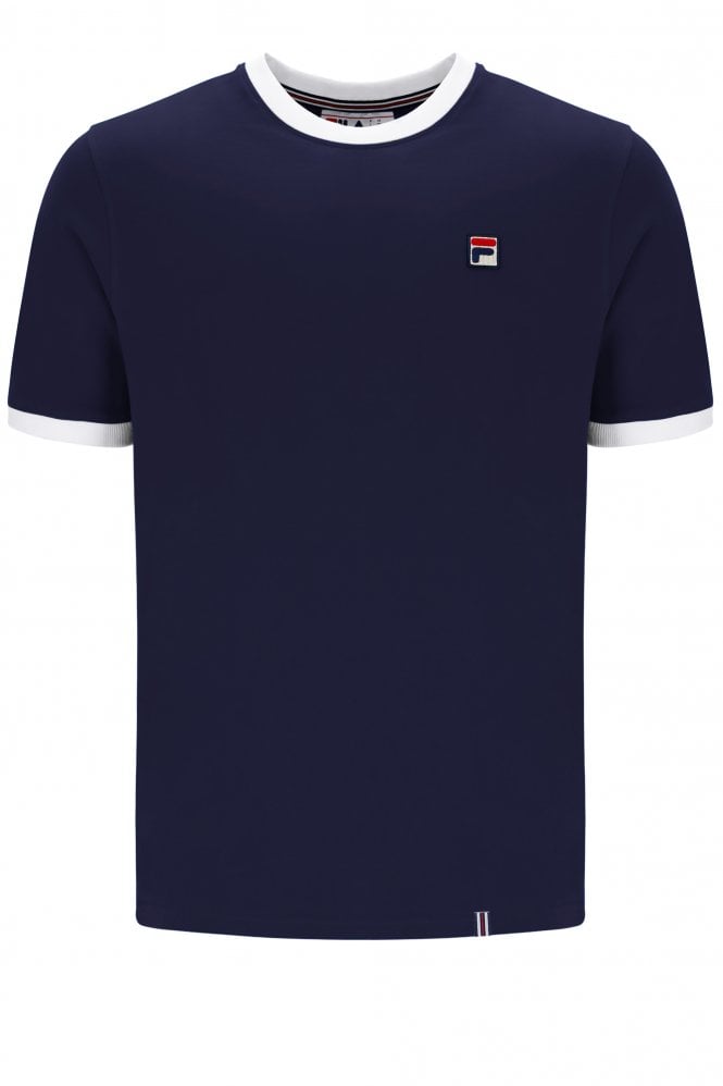 FILA VINTAGE Marconi Essential Ringer Mens T-Shirt | Navy/White