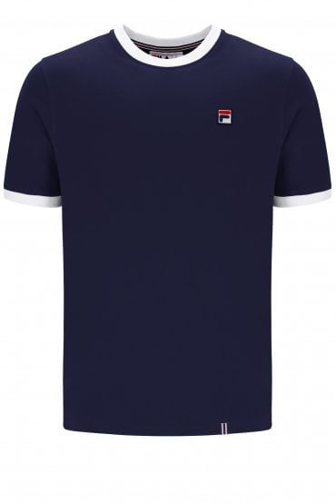 Marconi Essential Ringer Mens T-Shirt | Navy/White