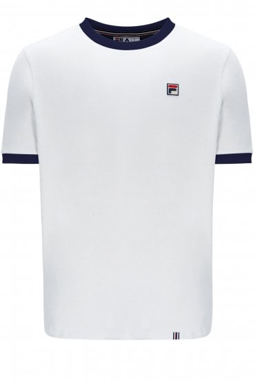 Marconi Essential Ringer Mens T-Shirt | White / Fila Navy