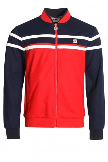 Naso Chest Stripe Track Jacket | Chinese Red/Peacoat